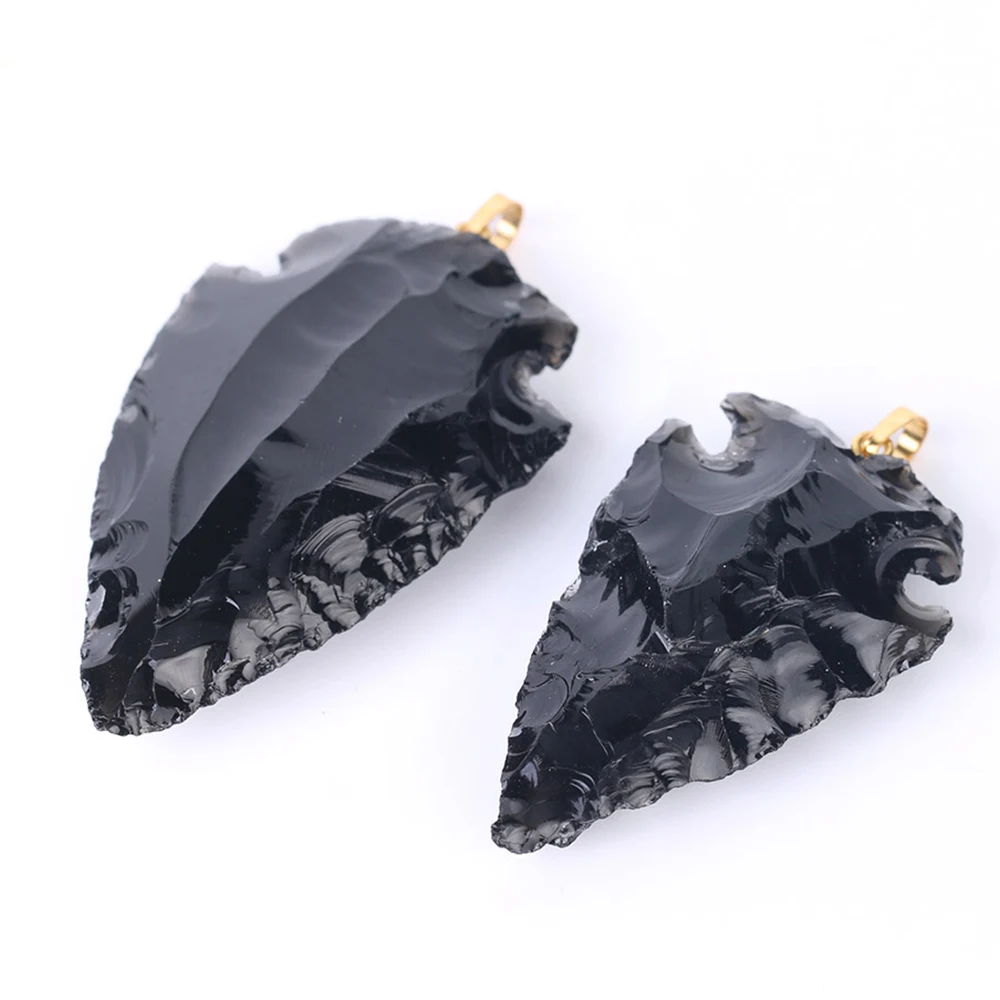 Мужской кулон ожерелье необработанные Самоцветы черный обсидиан талисманы