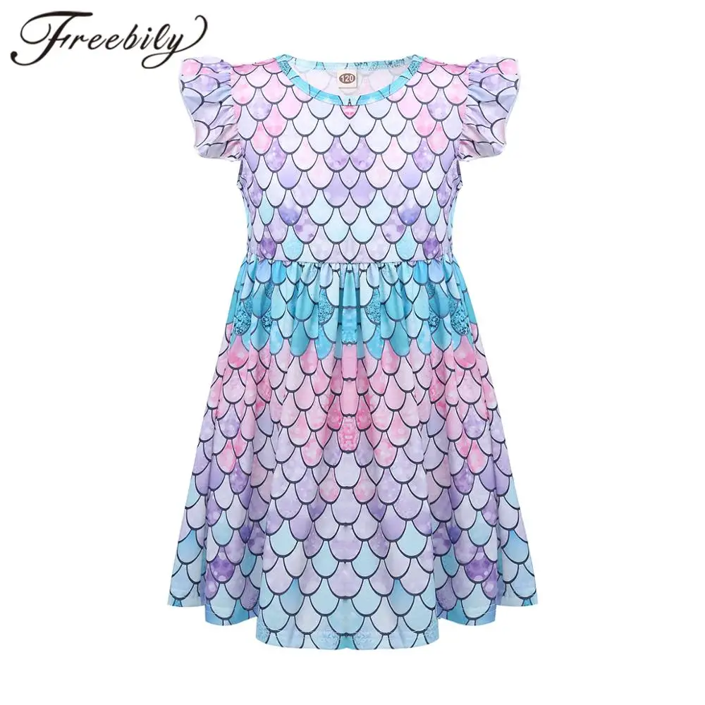 

Детское платье Русалочки с короткими рукавами и пышными рукавами для девочек; Детский карнавальный костюм принцессы на Хэллоуин; Одежда дл...