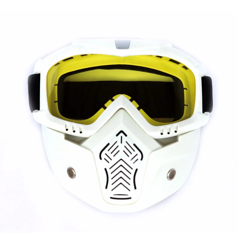 W yellow Крутой ретро модульный мото КАСКО мотоциклетный шлем маска скутер Gafas Съемные очки рот фильтр для открытого лица шлем - Цвет: W yellow