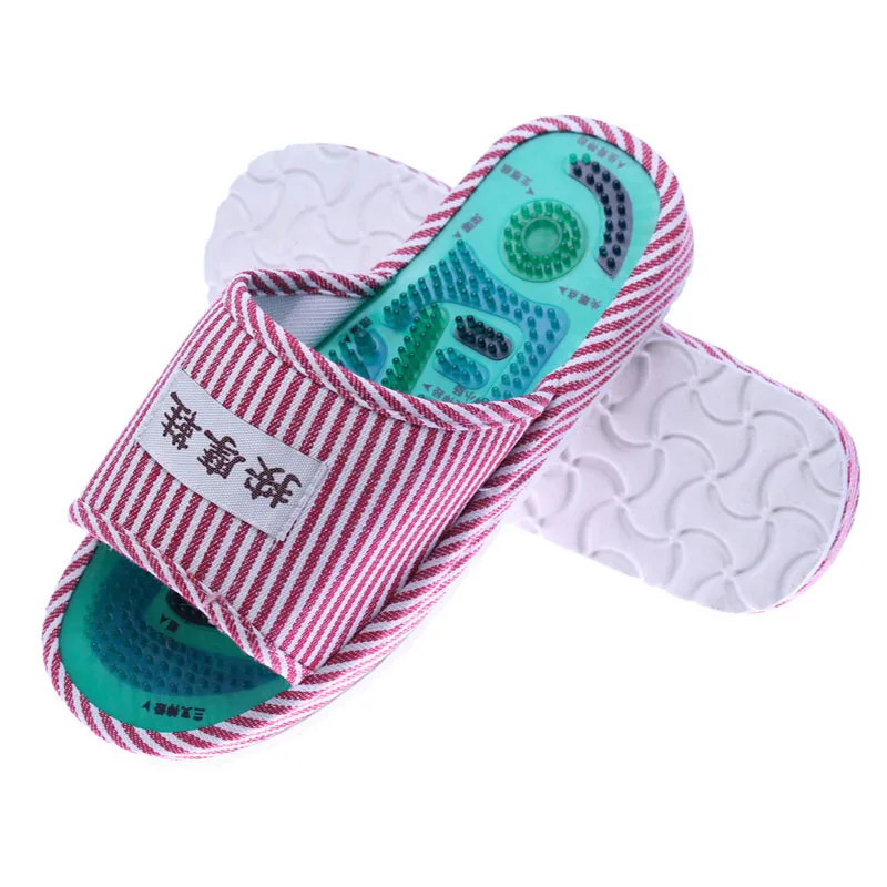 Массажные шлепанцы полосатые рефлексотерапевтические акупунктурные сандалии