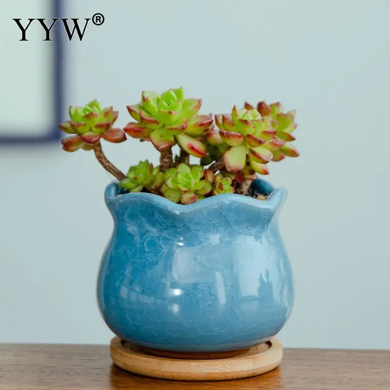 

6pcs/Lot Ice Cracked Ceramic Flower Pot Set Succulent Pot Desktop Potted Plant Succulent Flower Pot Desktop Mini Flowerpot