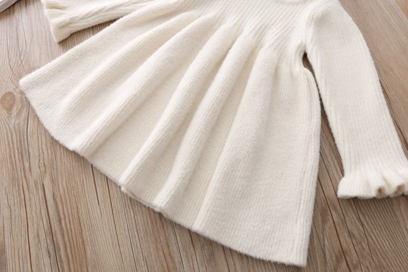 Платье Свитер для маленьких девочек осенне зимняя трикотажная рубашка