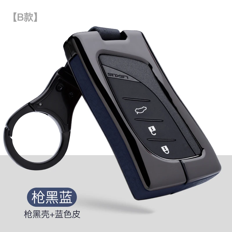 B-black blue Цинковый сплав кожаный чехол для ключей автомобиля для Lexus ES/RX/NX/RX200t nx200 ES300h ES350 ES200 ES260 LS350 LS500h защита автомобиля-Стайлинг - Название цвета: B-black blue