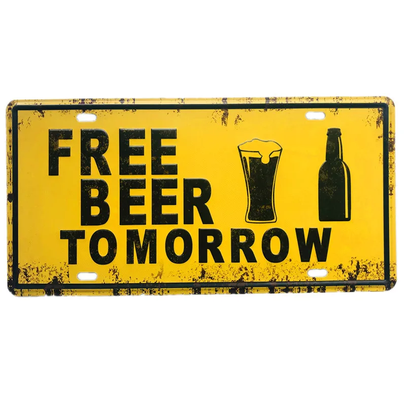 

Metal Tin Sign Car License Plate Beer Beach USA Art Poster Shabby Plaque Iron Poster Pub Wall Sticker Decor