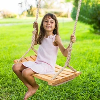 adjustable curved wooden hanging swings seat kids swing seat wooden tree swing seat for indoor outdoor adults children