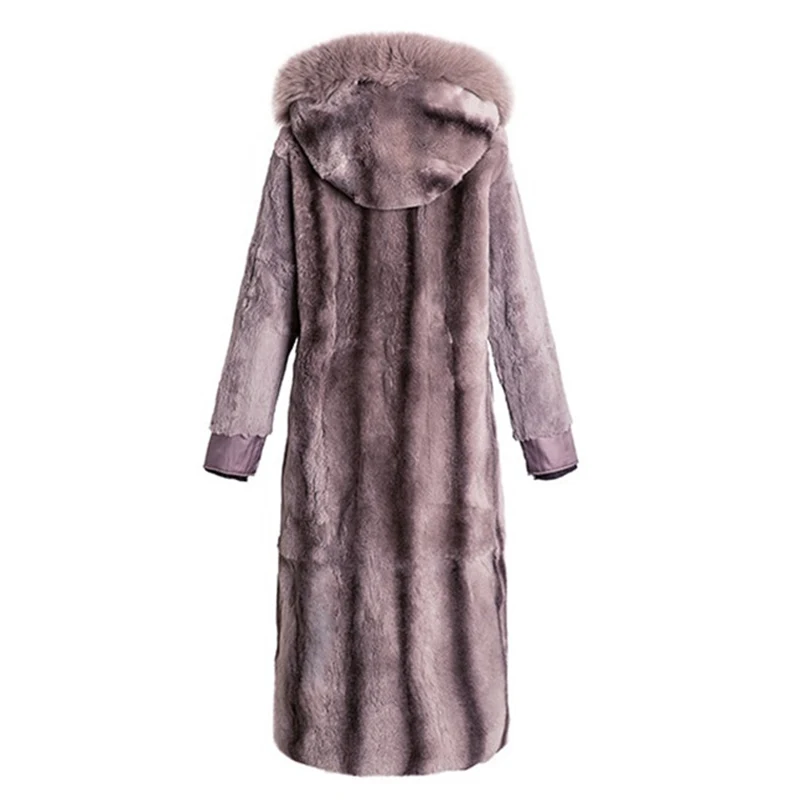 Высококачественное зимнее пальто на щуку для женщин подкладка из кроличьего