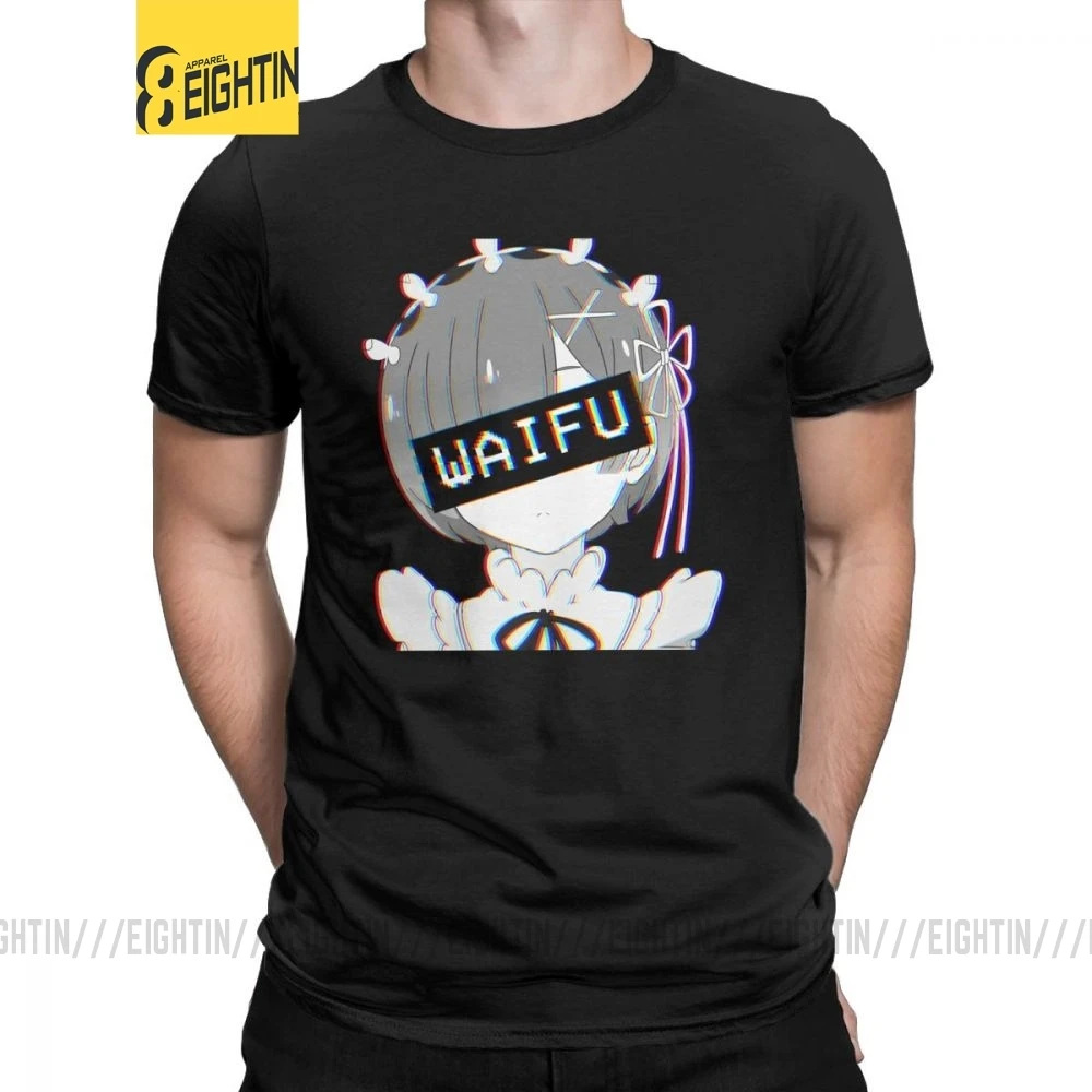 

Футболка мужская с рисунком Rem Waifu, милые сексуальные футболки с японским лоли, новинка, топы с коротким рукавом, футболка из чистого хлопка