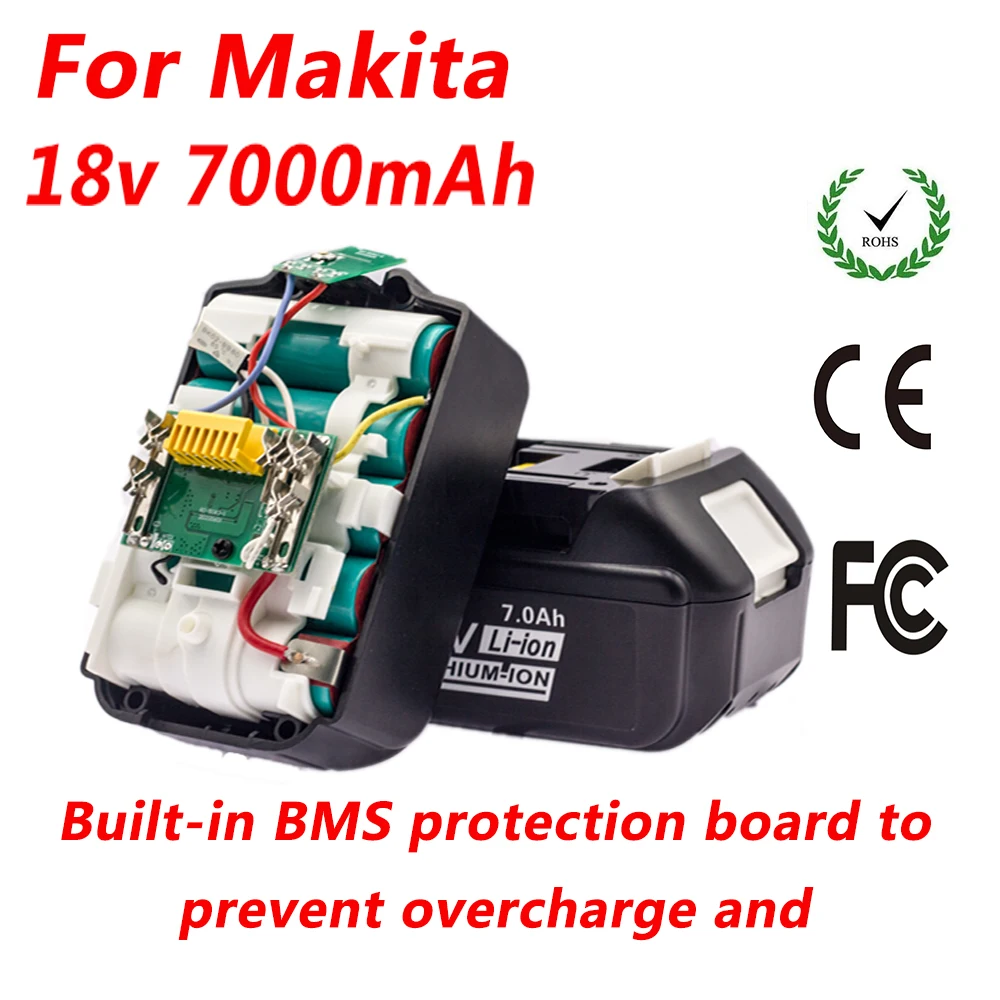 

Replace Makita Original Rechargeable Lithium-Ion Battery 18V 7.0Ah ,Compatible with Makita Kit BL1850B BL1840B BL1830B BL1815B