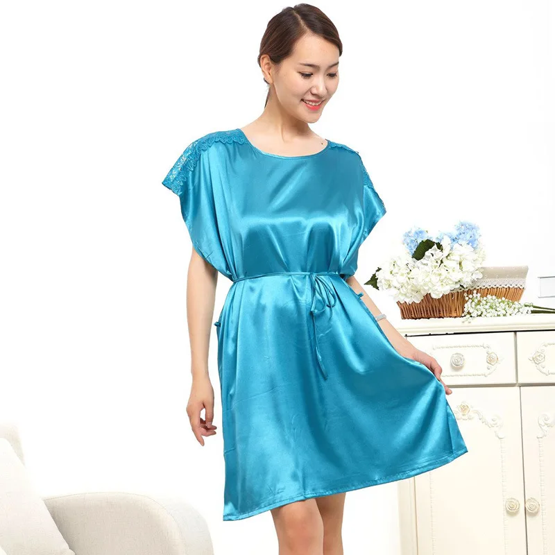 2021 Summer New Simple Natural Women's Nightdress Nightgown Breathable Short Sleeve Nightwear Large Simple Home Wear Sleepwear