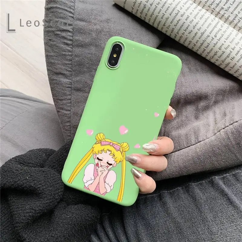 

Japan Anime Sailor Moon Princess Phone Case Green Color for iPhone 11 12 Mini Pro MAX