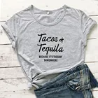 Забавная женская футболка Tacos с текилой, черная женская футболка