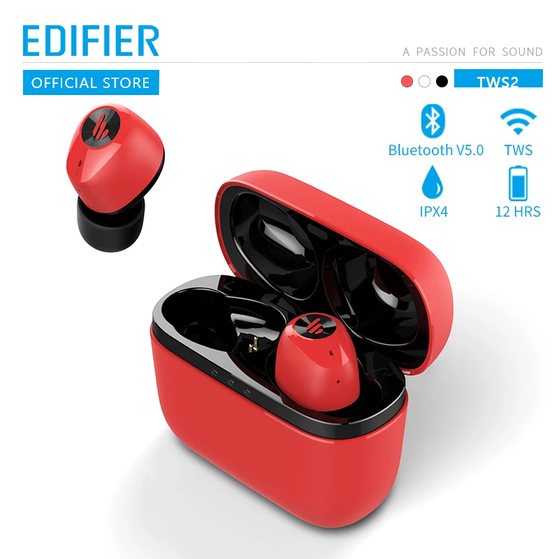 EDIFIER TWS2 Bluetooth V5.0 TWS наушники IPX4 до 12 часов воспроизведения Многофункциональные Беспроводные наушники с управлением