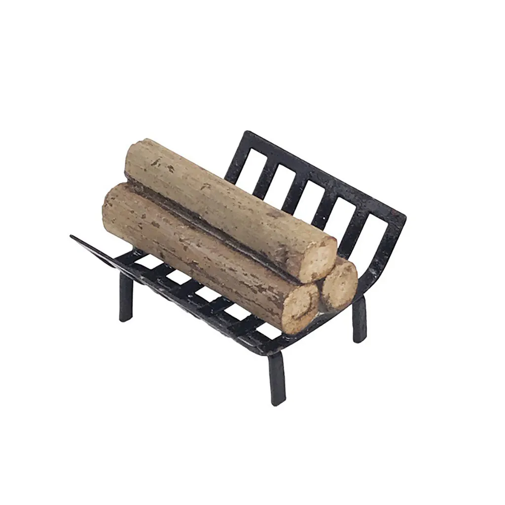 

Simulation Toy 1:12 Dollhouse Furniture Miniature Metal Firewood Rack Kids Pretend Play Toy children fun play game