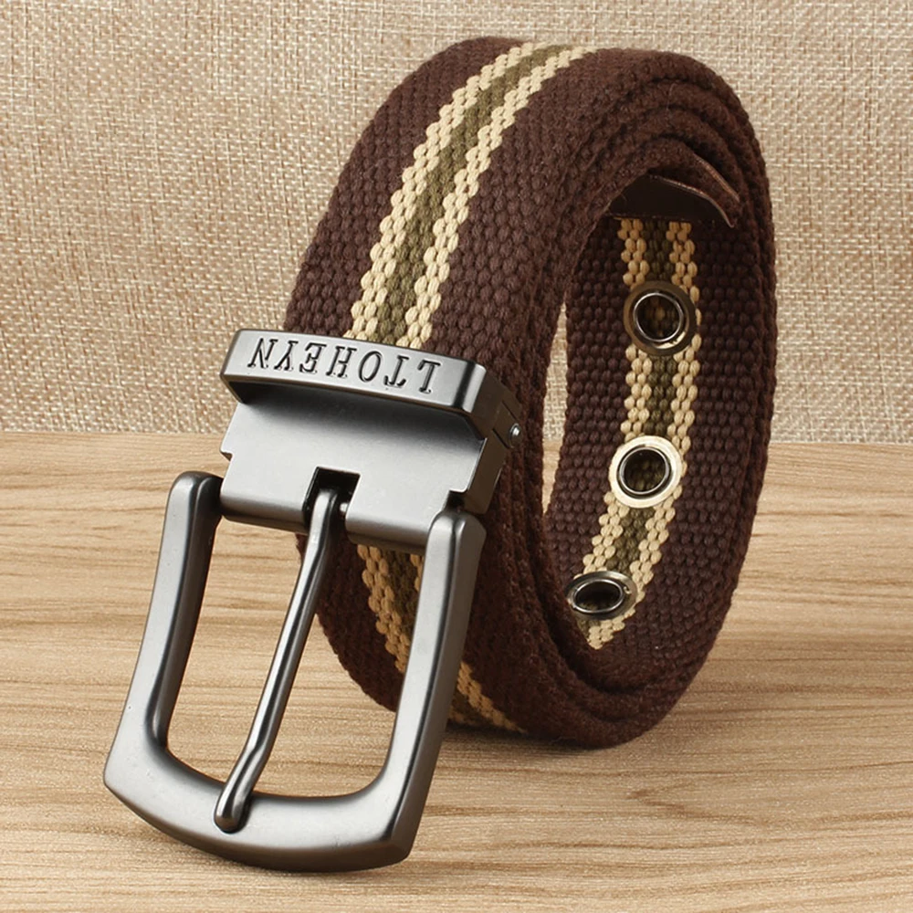 

Casual Jeans Belts Stripe Belts Alloy Pin Buckle Belts Fashion Canvas Nylon Belt For Women Men Punk Letter Waist Strap All-Match