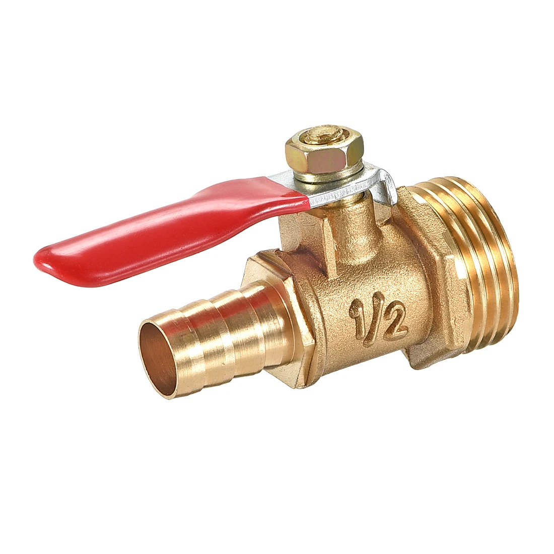 

uxcell Brass Air Ball Valve Shut Off Switch G1/2 Male to 5/16" Hose Barb