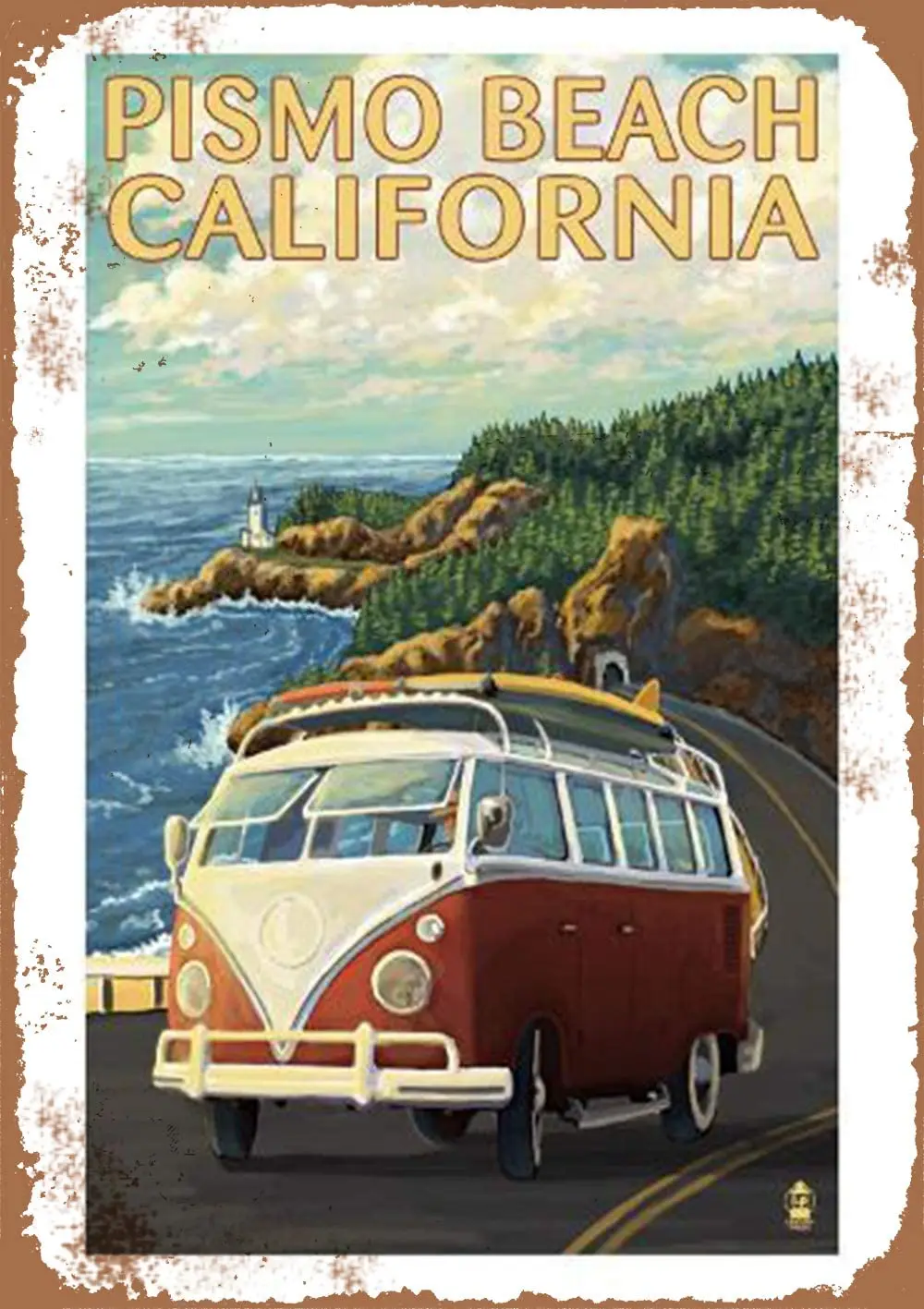 

Losea Bus On The Way Pismo Beach, California Retro Vintage Metal Tin Signs Farm Decorative Country Home Decor Signs Gift 8x12