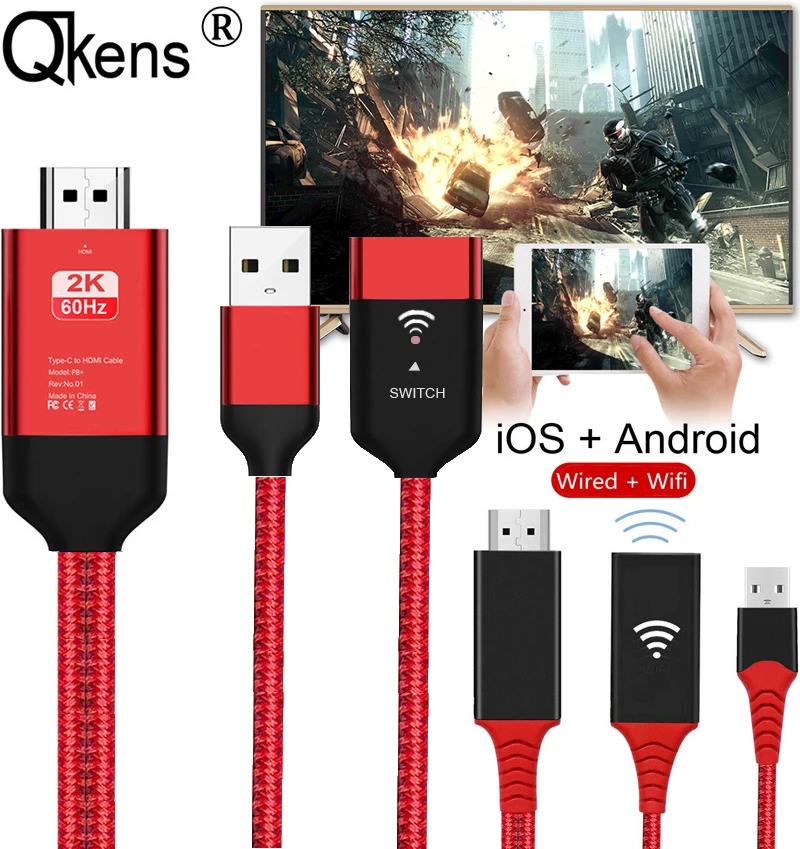 USB Женский Беспроводной Wi Fi 2 в 1 HDTV HD Кабель адаптер для дисплея видео iPhone Samsung XiaoMi