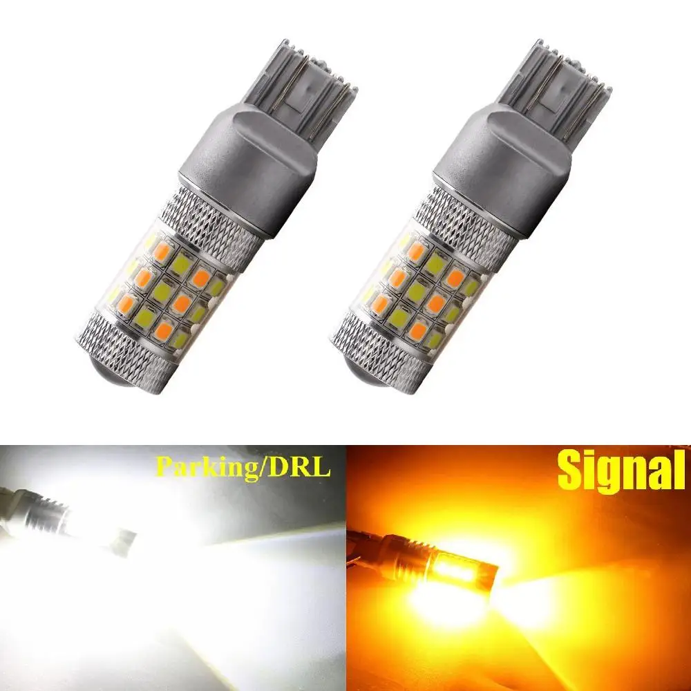 

T20 7443 светодиодный Белый Янтарь двойной Цвет 42SMD DRL указатель поворота светильник горки лампы