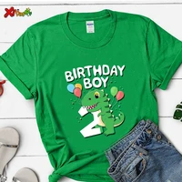 kids birthday number cartoon dinosaur t shirt children happy birthday comic present short t shirt boys girls animal funny gift