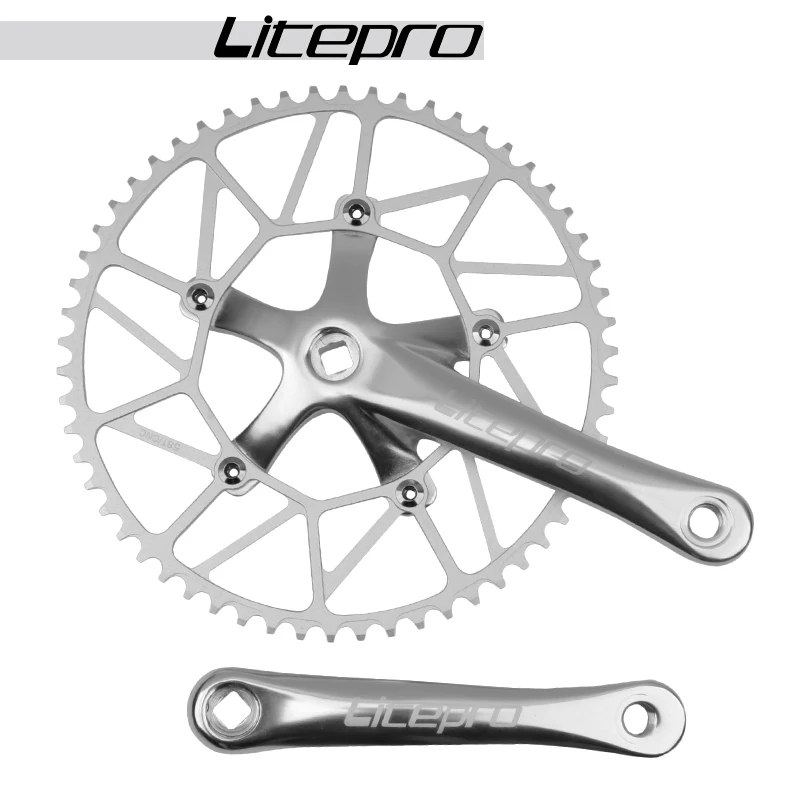 

Litepro Folding Bicycle Crankset BMX 48/50/52/54/56/58 Tooth Spur Gear and Negative Gear Single Disc Square Hole Crank Sprocket
