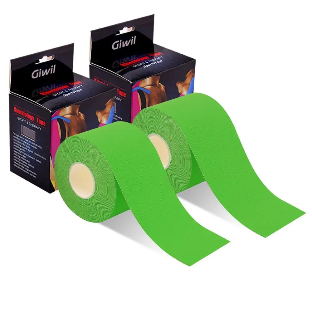 2pack Green Giwil 2 упаковки кинезиологическая лента Атлетическая поддержка мышц эластичная спортивная лента фитнес Теннис Бег колено Защитная муфта для мышц ножницы - Цвет: 2pack Green