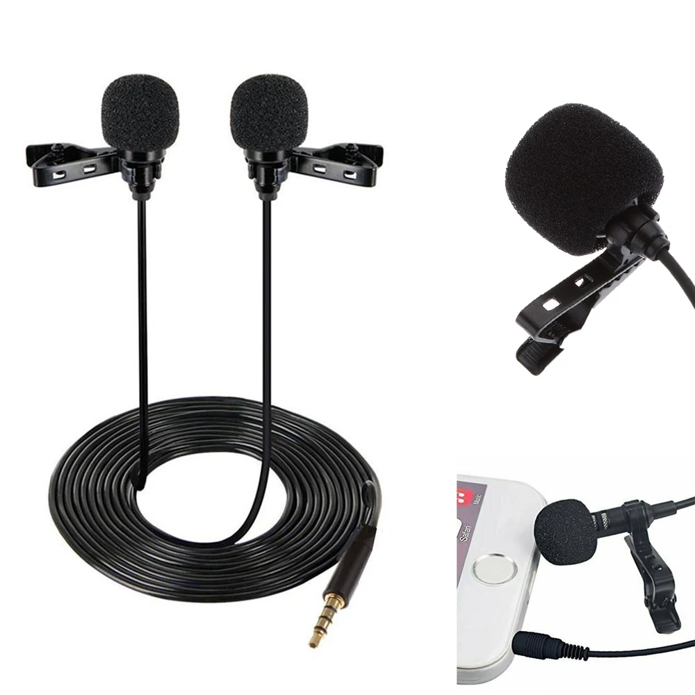 Профессиональный микрофон 3 5 мм двойной головкой зажим для галстука на Mic
