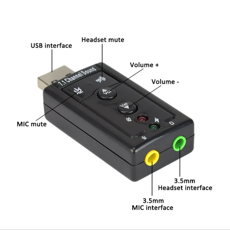 

Scheda audio virtuale USB 2.0 Altoparlante microfono audio a 7.1 canali Adattatore stereo da 3,5 mm Scheda audio jack per cuffie
