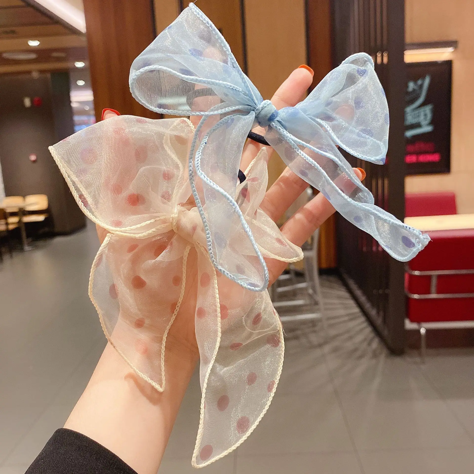 

Sweet Net Yarn Bow Elastic Hair Bands Polka-dot Ribbon Rubber Bands Hair Ties Women Girls Headwear for Ponytail Hair Accessories