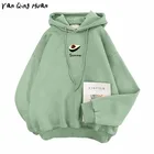 Авокадо куртка зеленого цвета для женщин плюс вышивка в виде букв на бархате Harajuku Осень-зима, новинка, в Корейском стиле, Свободная Толстовка Топы