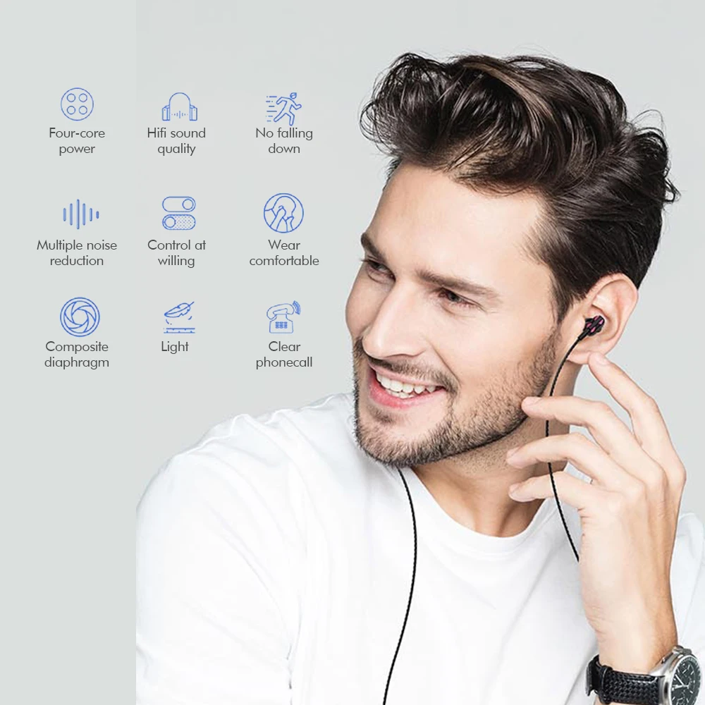 In-ear 3.5mm Wired Mic Volume Control Bass Headset Noise Isolating Sports Earbuds Portable for iOS Android Smartphone MP3 Player |