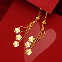 genuine 18k au750 gold drop earrings simple plum blossom design for women flower tassel earrings fine jewelry 2021 gifts