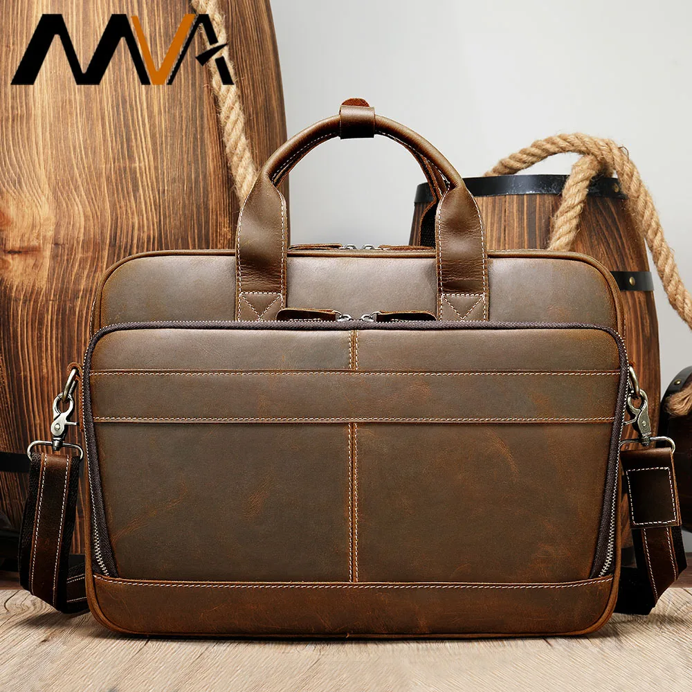 

Портфель MVA мужской из воловьей кожи, сумка-мессенджер для ноутбука 15,6 дюйма, сумочка из кожи Крейзи Хорс, деловая сумка на плечо