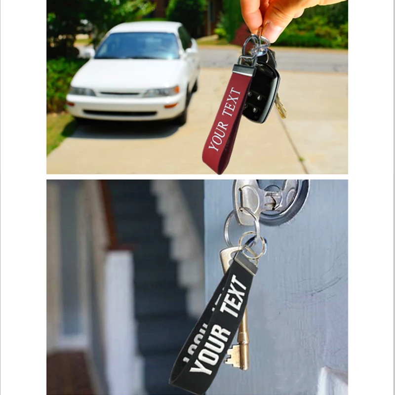 Сделай Сам пользовательская Вышивка PU Кожаный ремешок брелки для женщин сумка