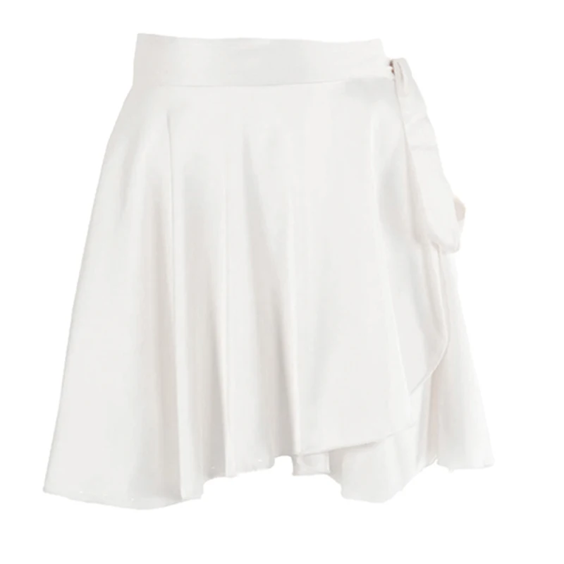 Женская атласная мини-юбка с высокой талией черно-белая элегантная