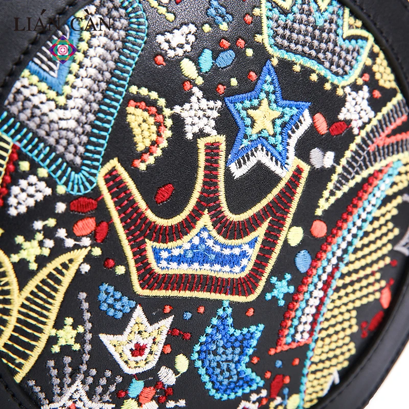 LIAN CAN круглая сумка в национальном стиле с вышивкой роскошные сумки женские