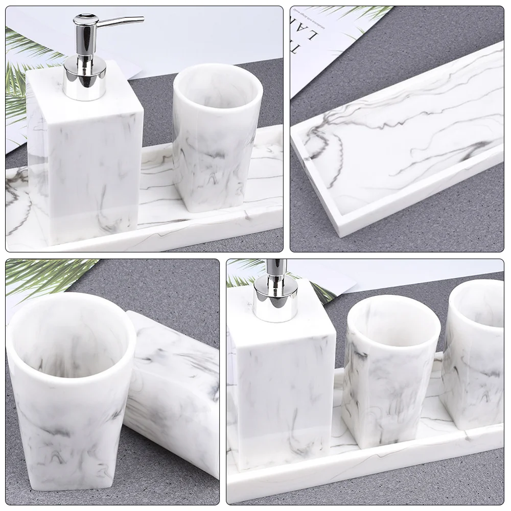

1 Set Home Bathroom Kitchen Soap Dispenser Bottle Organizer Tray with Cups