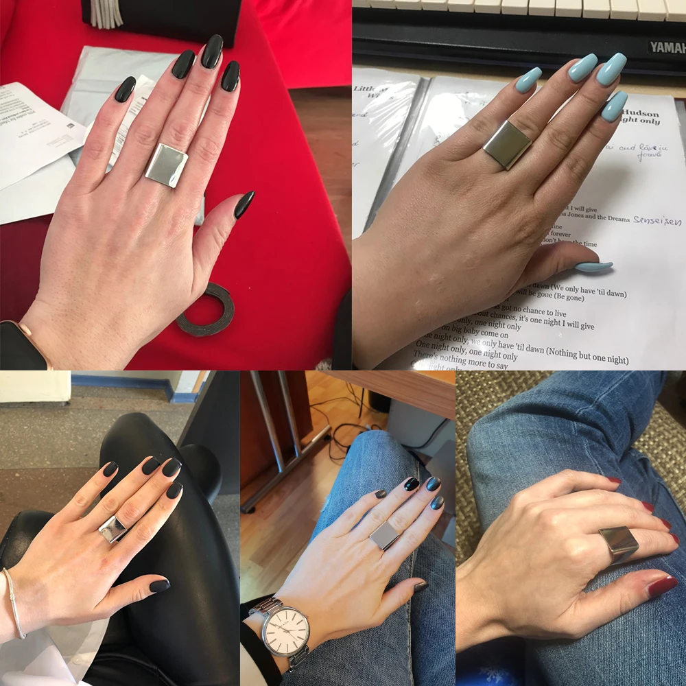 2019 стильные широкие кольца для женщин панк Рок Простой: золото серебро