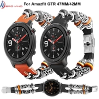 22mm strap for xiaomi huami amazfit gtr 47mm stratos 2 2s genuine leather watch bracelet band for amazfit gts gtr 42mm bip youth