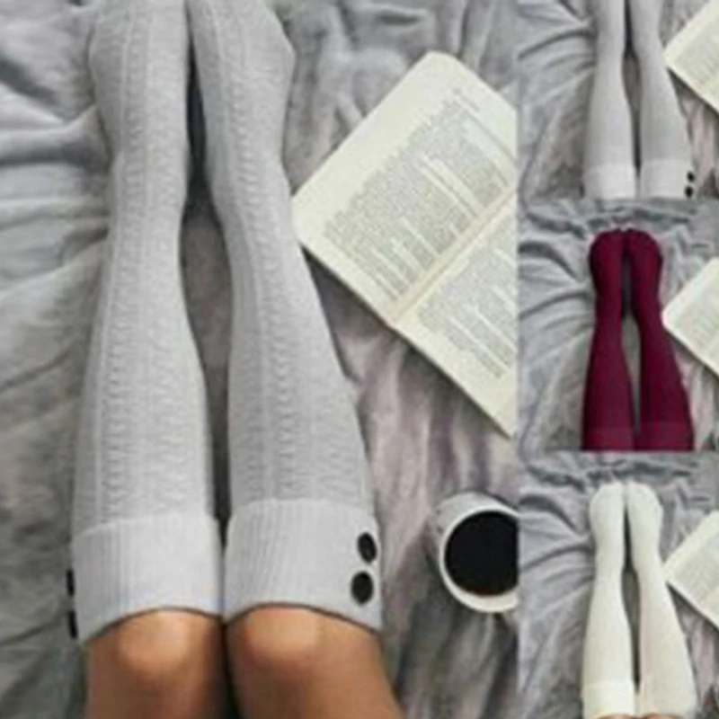 Зимние удобные женские мягкие теплые длинные эластичные гольфы выше колена для