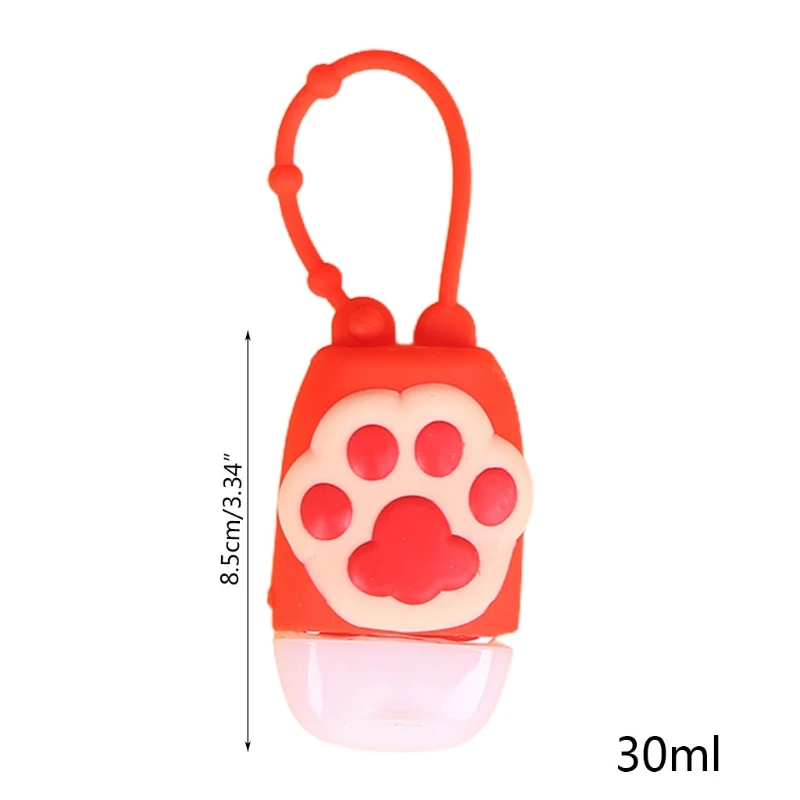 

20Pcs Kids Oval Shape Empty Bottles with Cartoon Silicone Case Holder Keychain Carriers 30ml Refillable Hand Sanitizer Travel Co