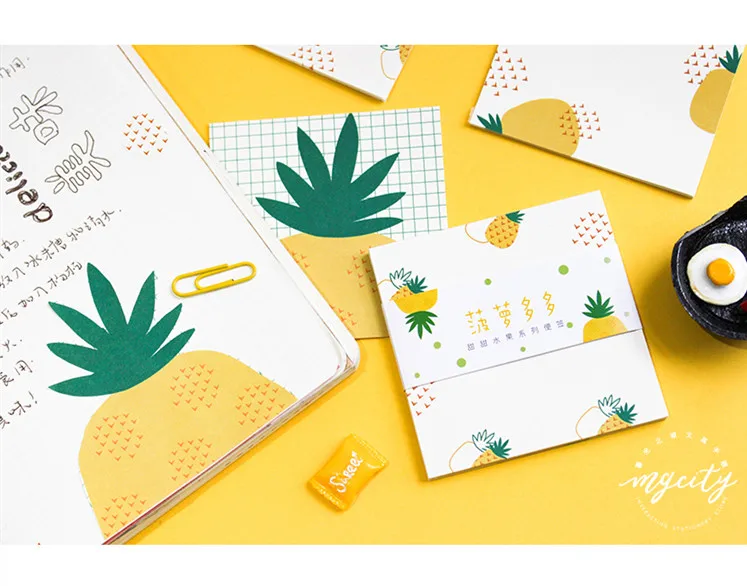 pineapple 1 шт. Милый Розовый Вишневый клубничный блокнот Kawaii корейский канцелярский клейкая бумага для заметок закладки для школьных учебников офисные принадлежности - Цвет: pineapple