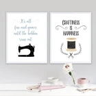 Настенная картина для шитья, Картина на холсте, плакат Craftiness Is Happiness Crafts, принты с цитатами для шитья, ремесло, магазин, декор для комнаты