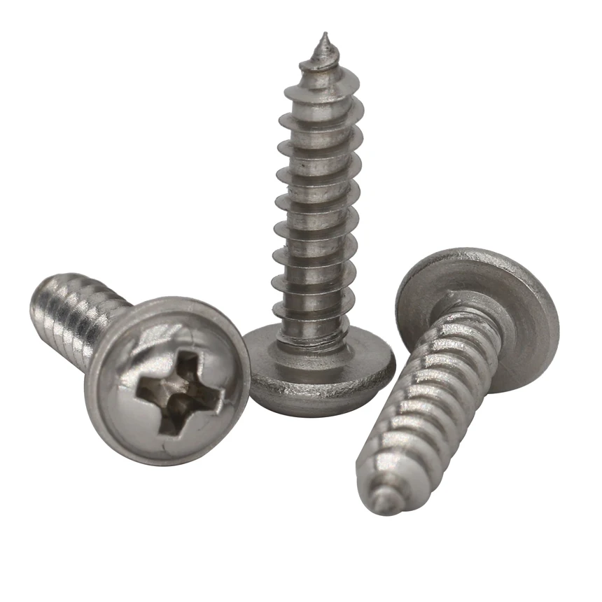 M4 M4*16 M4x16 M4*20 M4x20 304 Stainless Steel SS PWA Pan Round Head Pointed Tail Cross Phillips Self Tapping Screw With Washer |