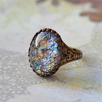 vintage color stone resin rings for women statement carved pattern bronze men finger retro turkey ethnic jewelry gift