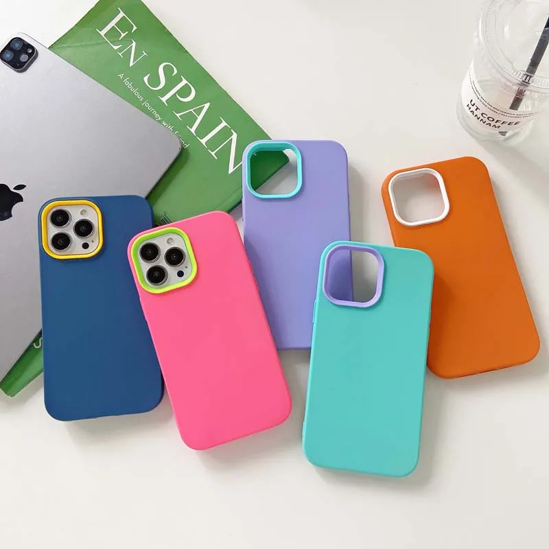 

Original Liquid Silicone Phone Case For iPhone 11 12 13 Pro Max 7 8Plus XR Xs SE 2020 Soft three in One Cover For iPhone 12