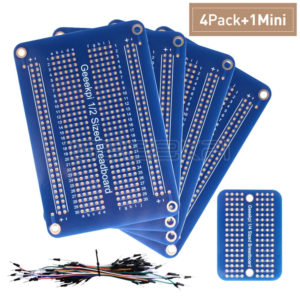 GeeekPi Prototype PCB Solderable Breadboard for Arduino and DIY Electronics Projects Gold-Plated (4 Pack + 1 Mini Board) | Компьютеры и