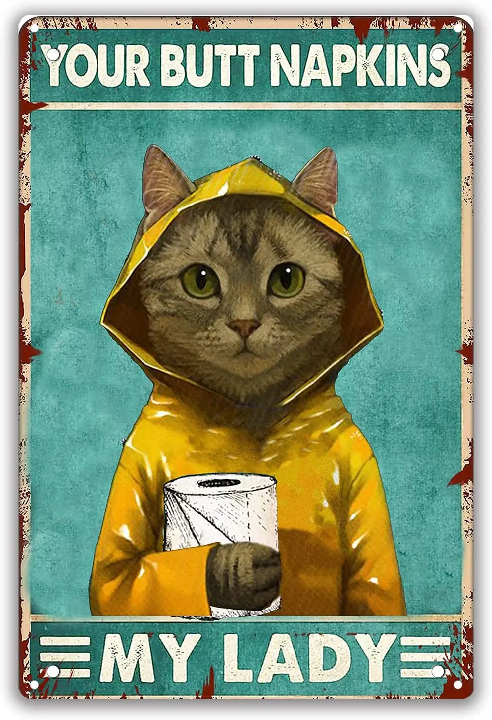 

Забавный металлический знак в виде кошки для ванной комнаты, салфетки с вашими ягодицами, Настенный декор для моей леди, табличка, винтажный...