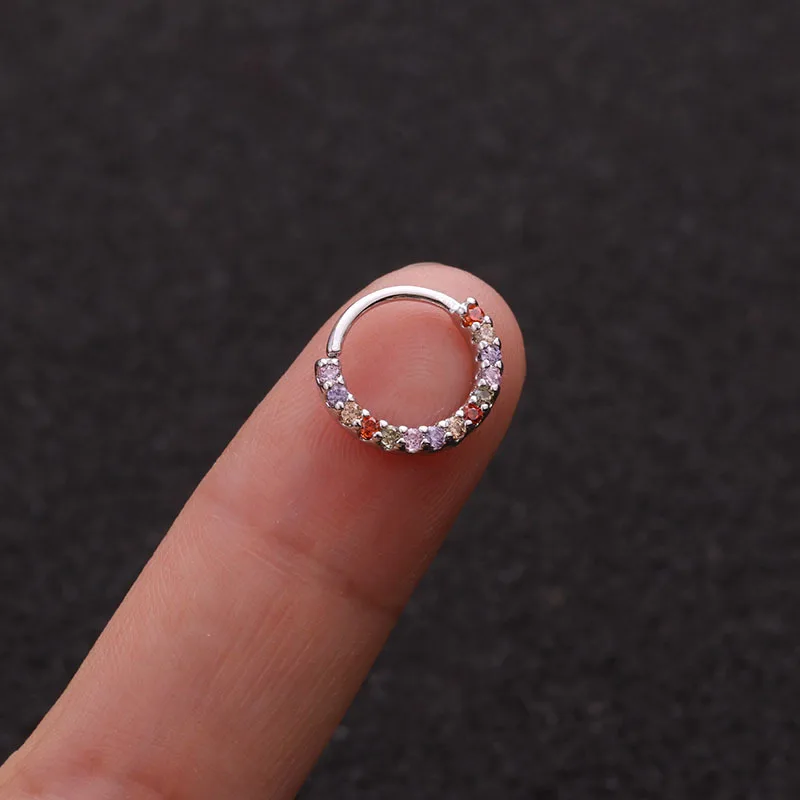 

1pcs 6mm/8mm/10mm Cz Hoop Cartilage Earring Helix Tragus Daith Conch Rook Snug Ear Piercing Jewelry