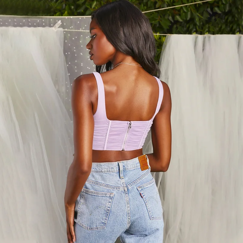 MSXU 2020 Summer New Hot-selling Women Fashion Sling Top Sexy Personality Versatile Short Women Sling Top