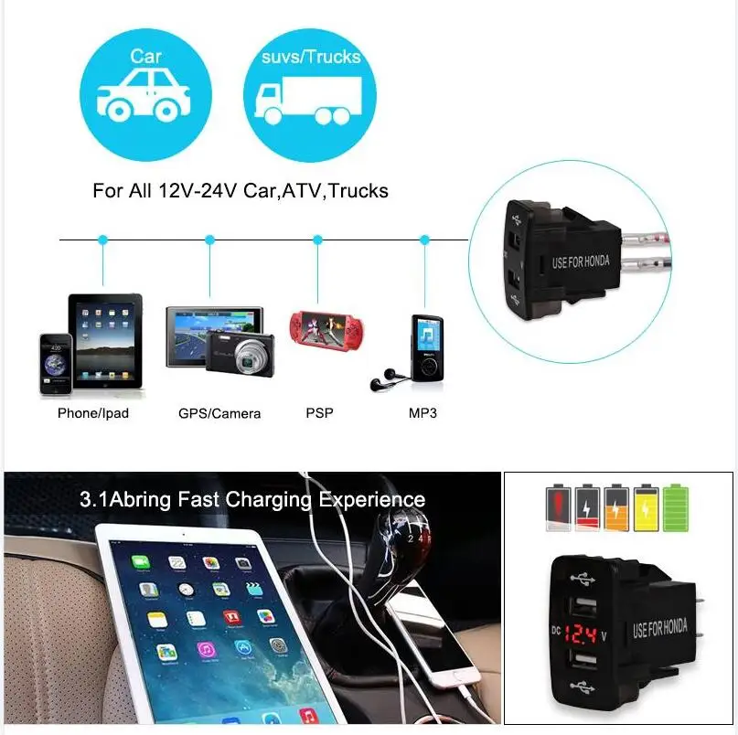 Автомобильное зарядное устройство с двумя USB-портами 5 В 2 1 А | Автомобили и